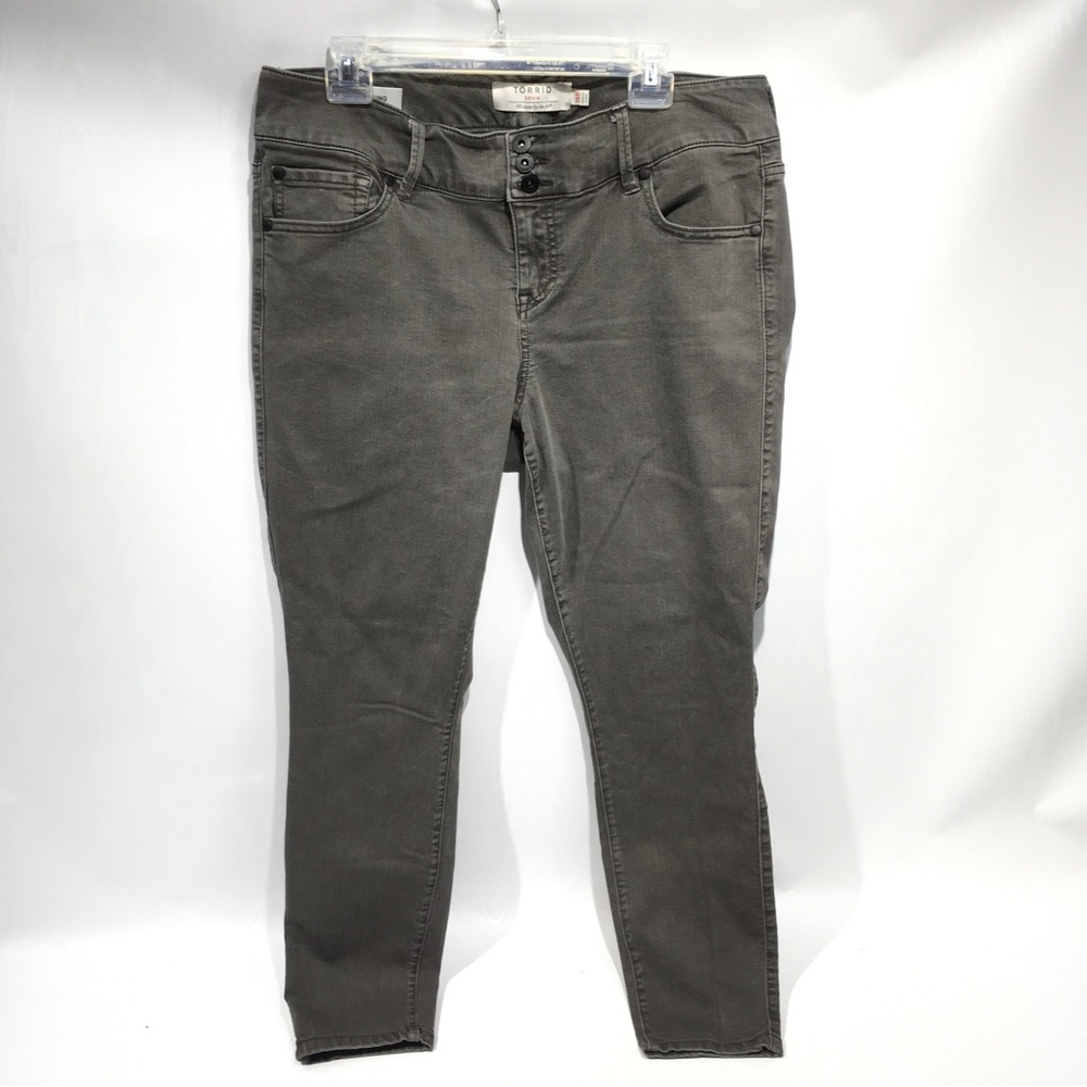Torrid Denim Womens Jegging Size 16R Gray 3-Button Closure Mid Rise 5-Pocket
